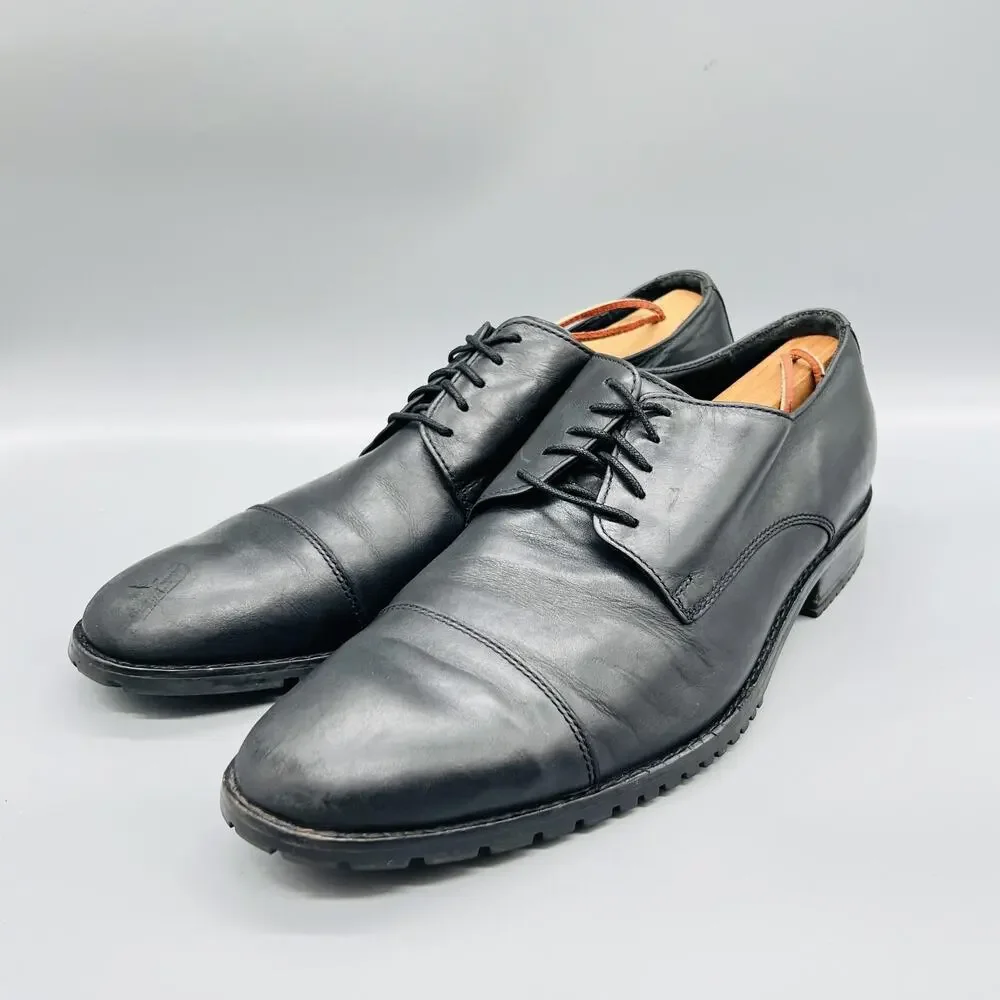 Cole Haan Shoes Mens 10.5 Black Leather Vtg Air Cap Toe Derby Oxford Dress